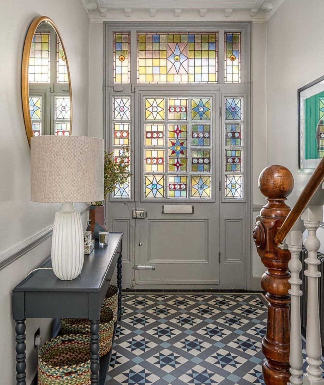 Victorian stained glass entrance door